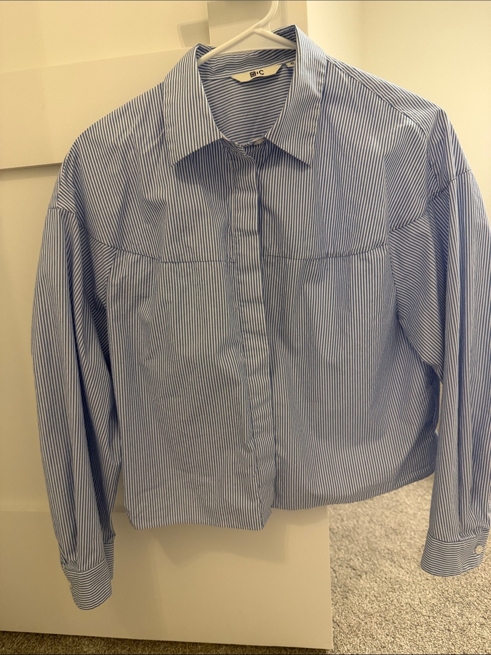Uniqlo Blue and White Striped Button-Down Shirt